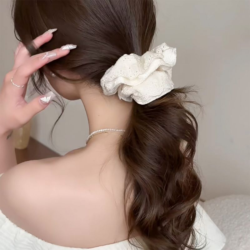 Fashion Off White Lace Pleated Hair Rope,Hair Ring