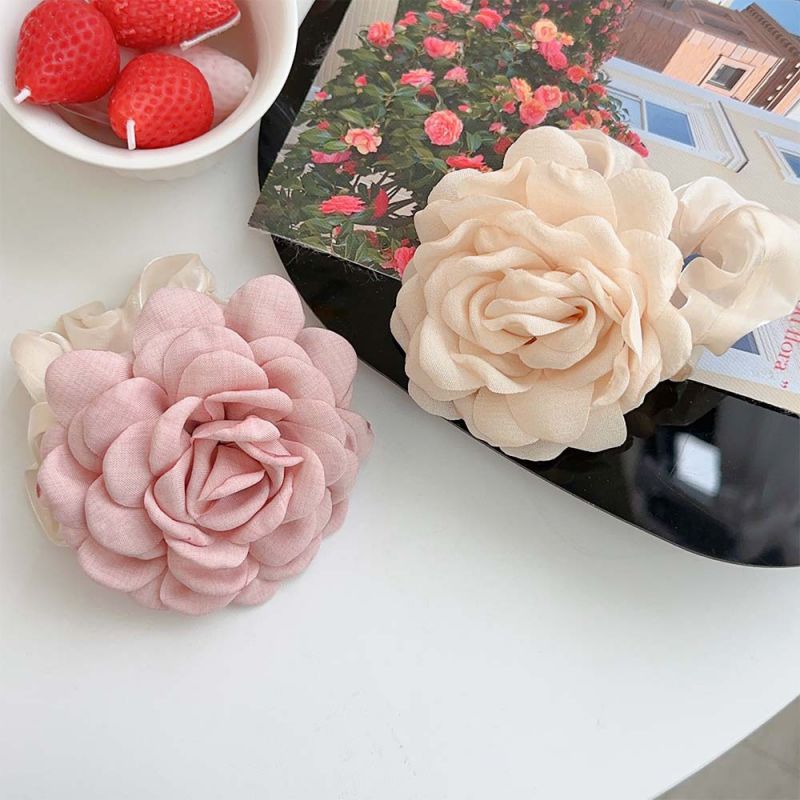 Fashion Off White Camellia Pleated Hair Tie,Hair Ring