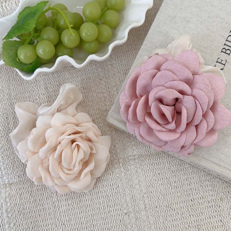Fashion Off White Camellia Pleated Hair Tie,Hair Ring