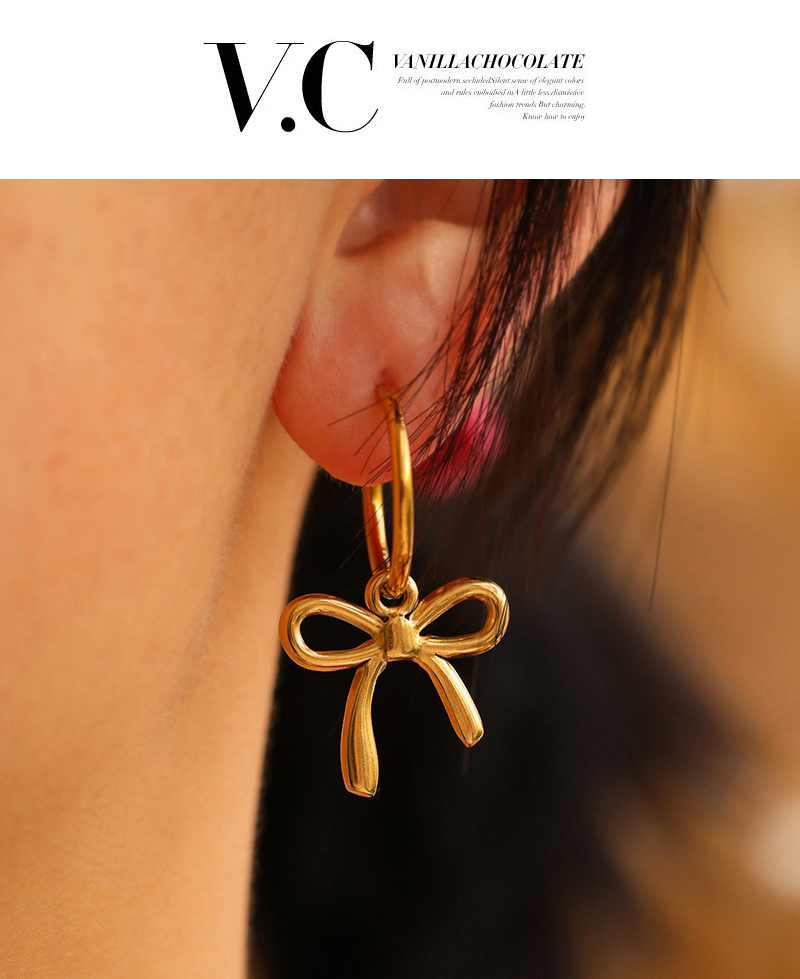 Fashion Golden 3 Titanium Steel Pentagram Pendant Earrings,Earrings