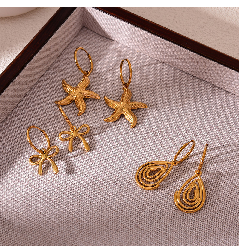 Fashion Golden 2 Titanium Steel Drop Pendant Earrings,Earrings