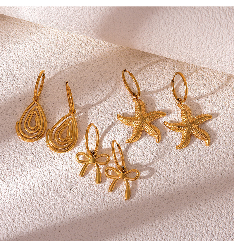 Fashion Golden 3 Titanium Steel Pentagram Pendant Earrings,Earrings