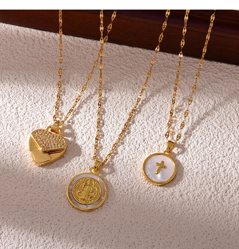 Fashion Golden 1 Titanium Steel Inlaid With Zirconium Love Pendant Necklace,Necklaces