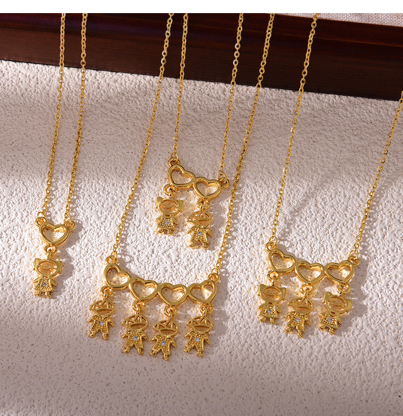 Fashion Golden 1 Copper Inlaid Zircon Love Girl Pendant Necklace,Necklaces