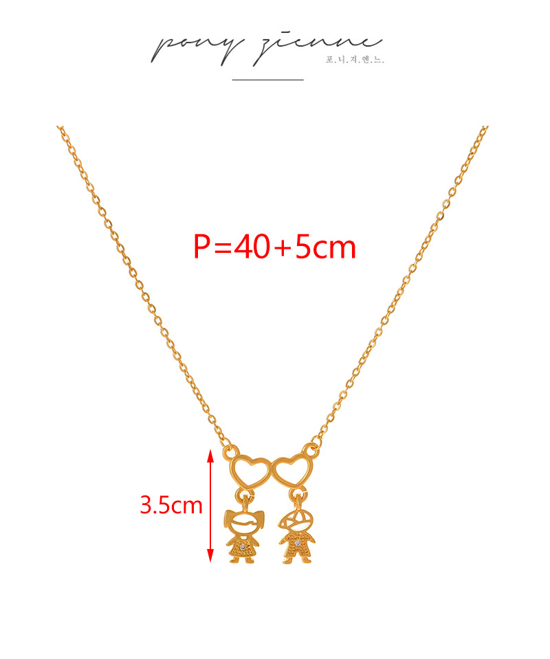 Fashion Golden 1 Copper Inlaid Zircon Love Girl Pendant Necklace,Necklaces