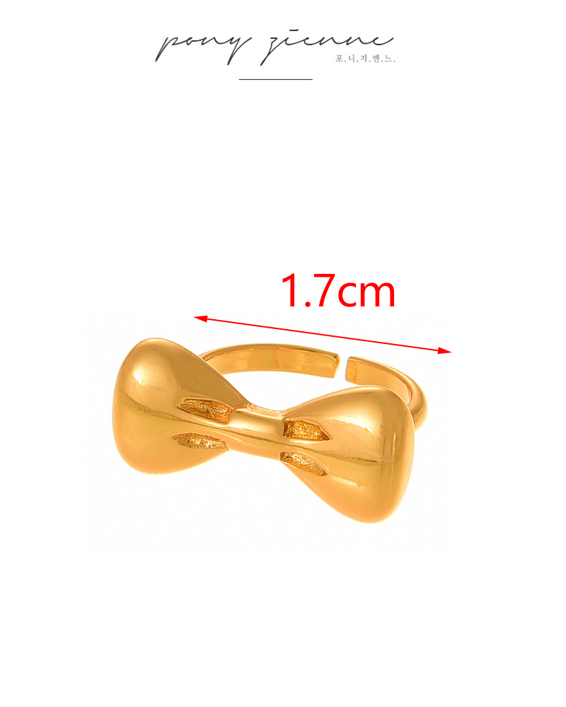 Fashion Golden 3 Copper Set Zirconia Bow Ring,Rings