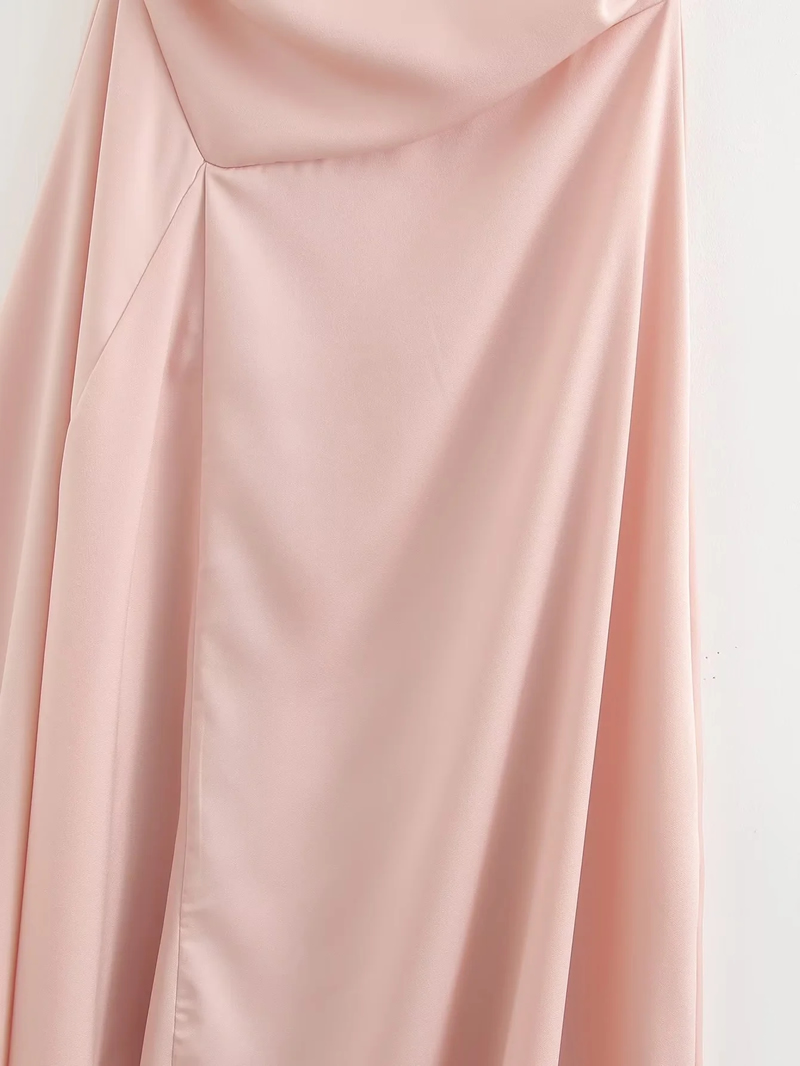 Fashion Pink Polyester Pleated Knee-length Skirt,Knee Length