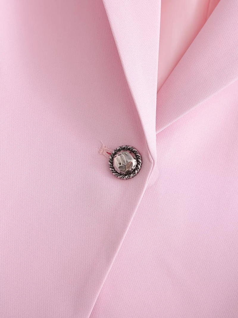 Fashion Pink Polyester Lapel Single-button Blazer,Suits