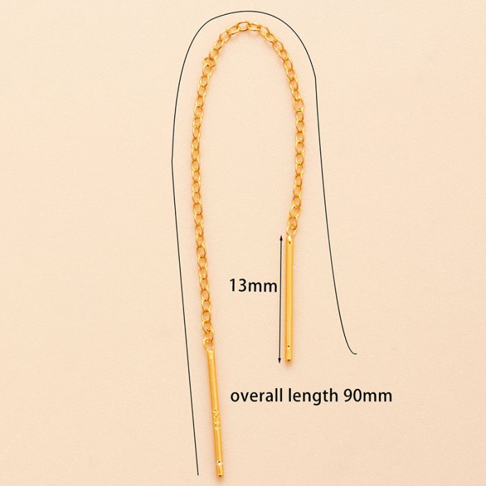Fashion Gold (pair) Chain Ear Wire,925 Silver Earrings