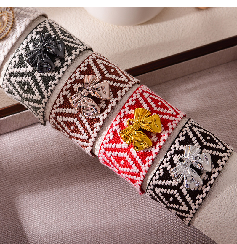 Fashion Coffee Color Alloy Bow Braided Wide-brimmed Pattern Tassel Bracelet,Fashion Bracelets