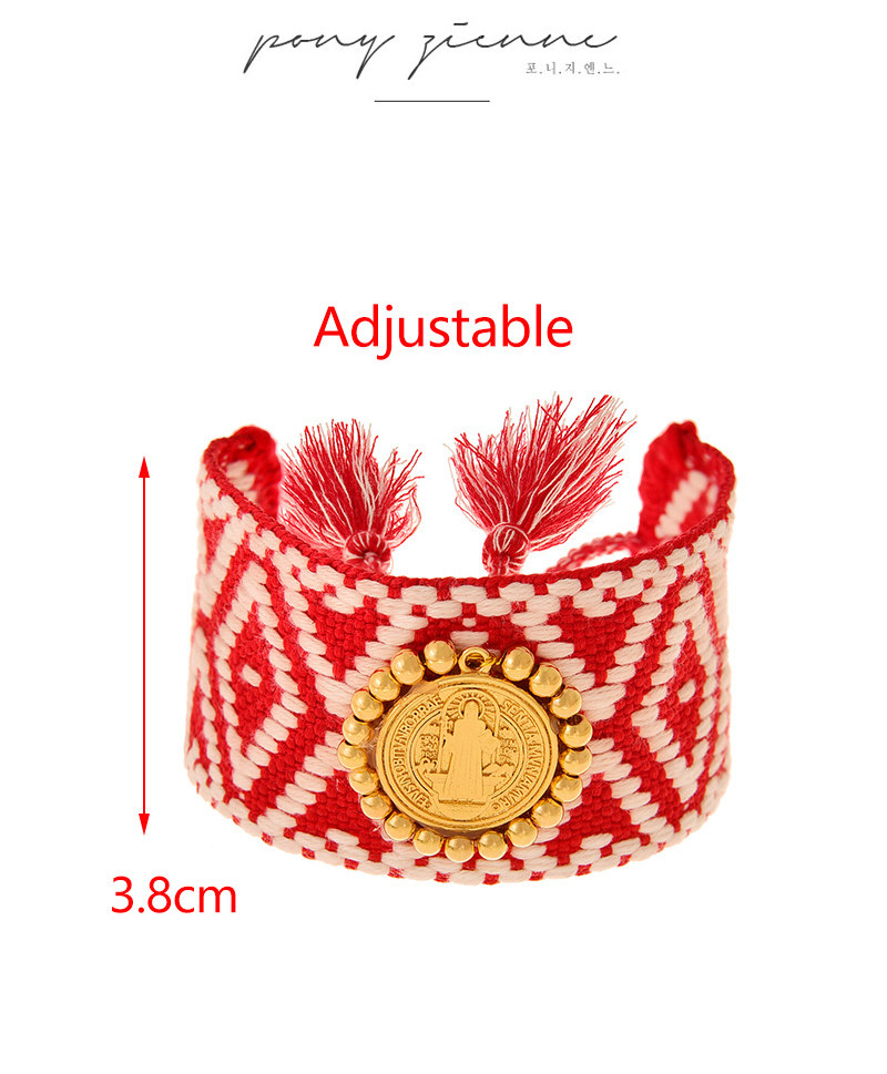 Fashion Red Copper Beaded Round Figure Braided Broad Pattern Tassel Bracelet,Fashion Bracelets