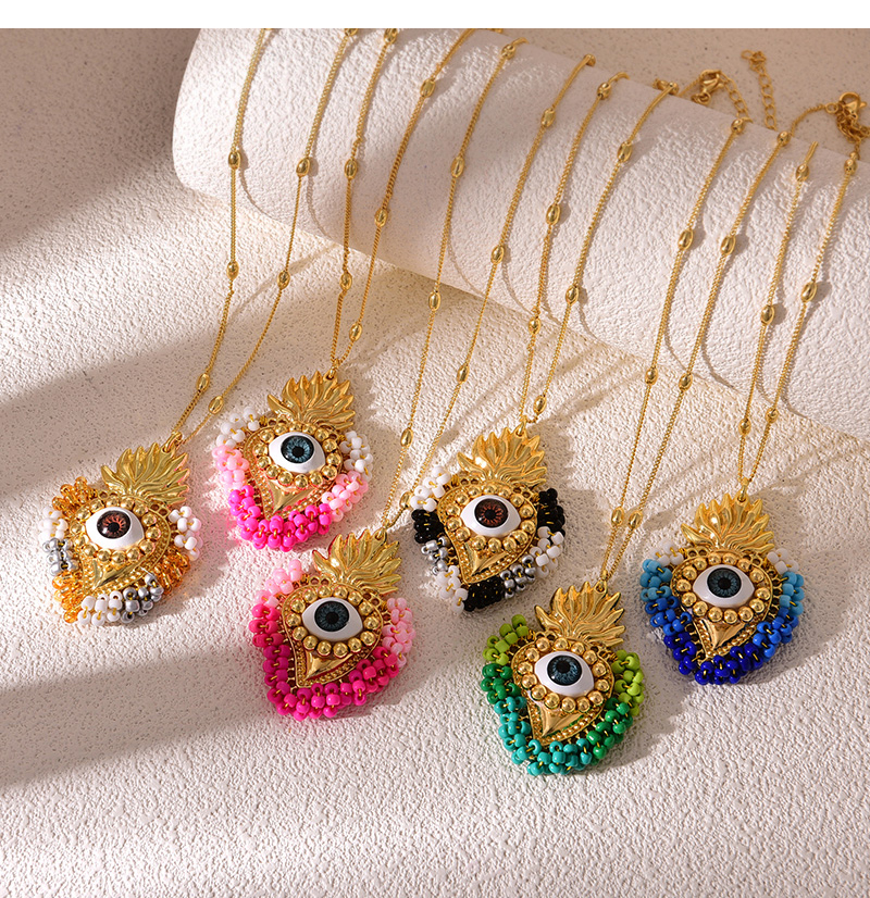 Fashion Color 8 Irregular Eyes Love Rice Bead Pendant Copper Bead Necklace,Necklaces