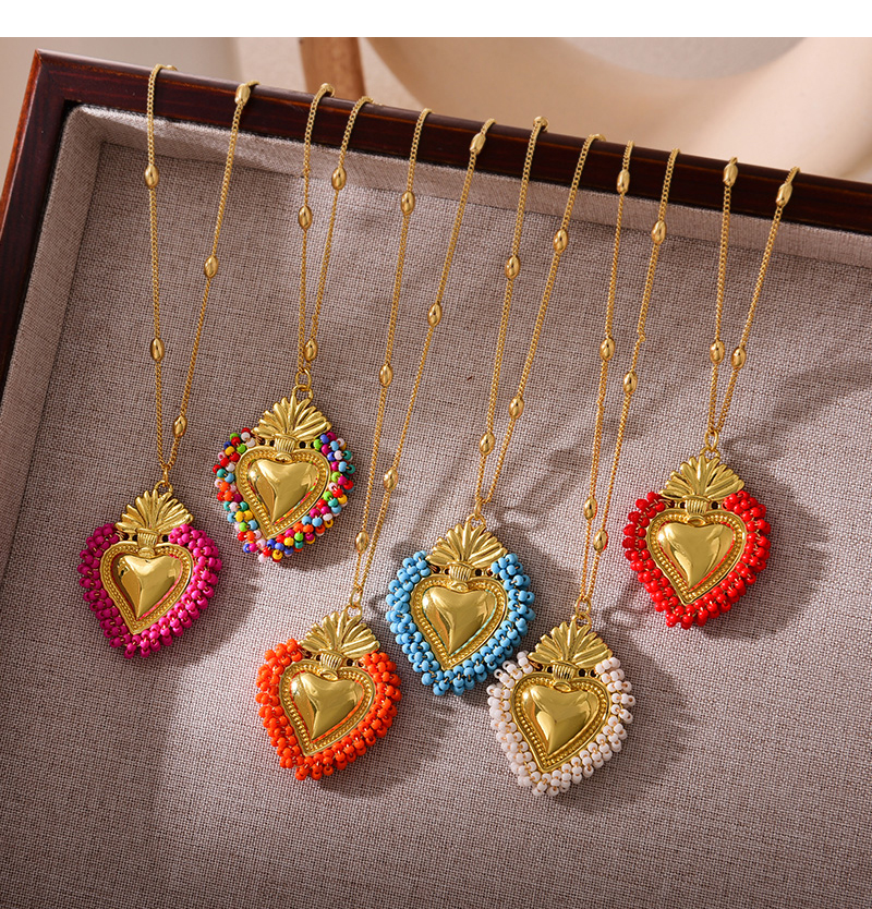 Fashion Color Irregular Love Rice Bead Pendant Copper Bead Necklace,Necklaces