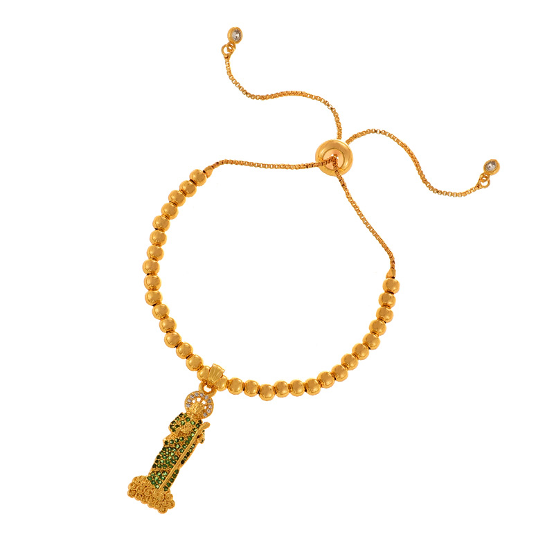 Fashion Golden 1 Copper Inlaid Zirconia Oval Figure Crystal Pendant Beaded Bracelet,Bracelets