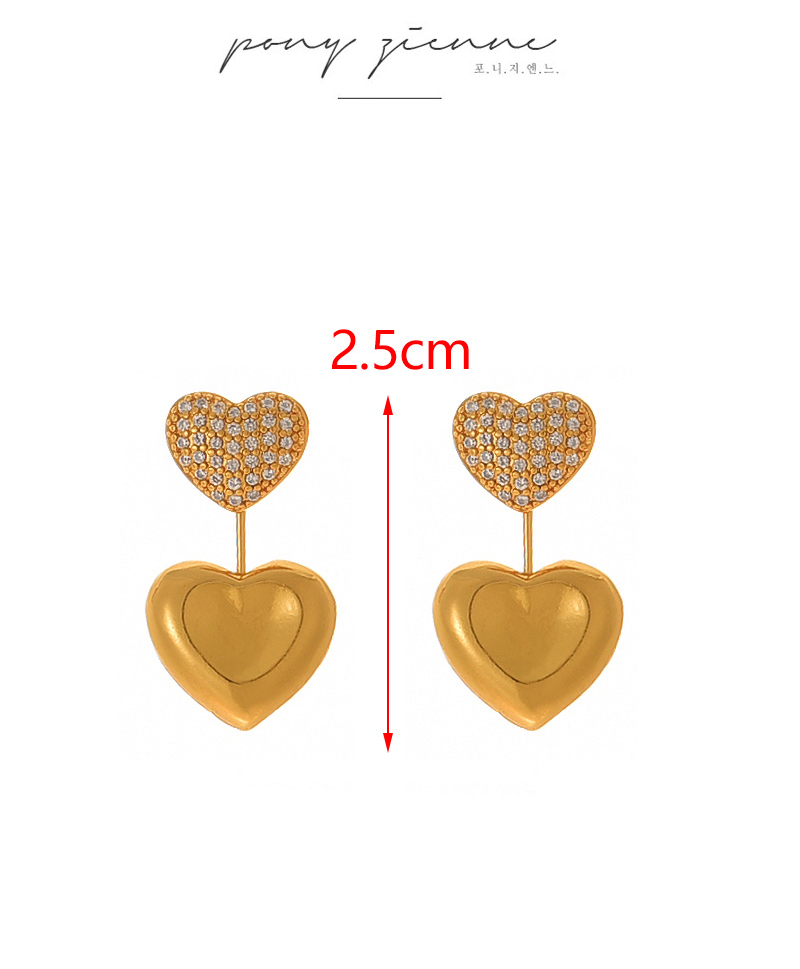 Fashion Golden 1 Copper Set Zircon Love Pendant Earrings,Earrings