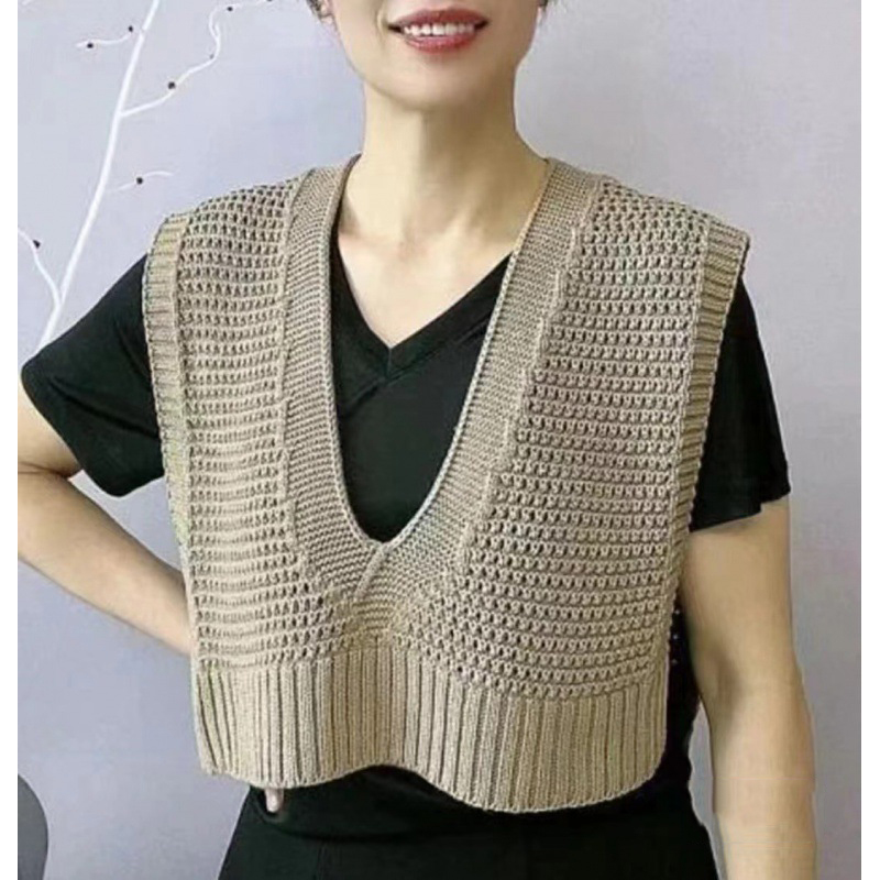 Fashion White V-neck Hollow Slit Shawl,knitting Wool Scaves