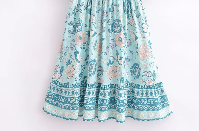 Fashion Print Color Woven Printed Lace-up Knee-length Skirt,Knee Length