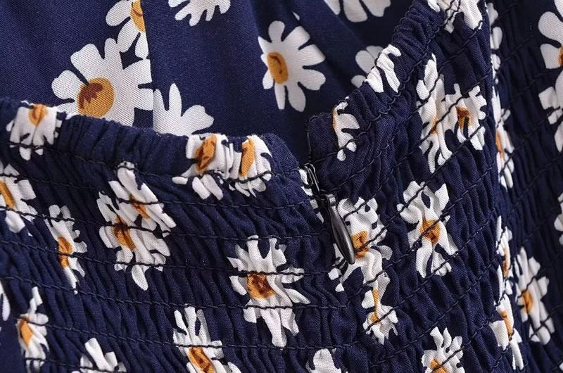 Fashion Navy Blue Woven Printed Slip Skirt,Mini & Short Dresses
