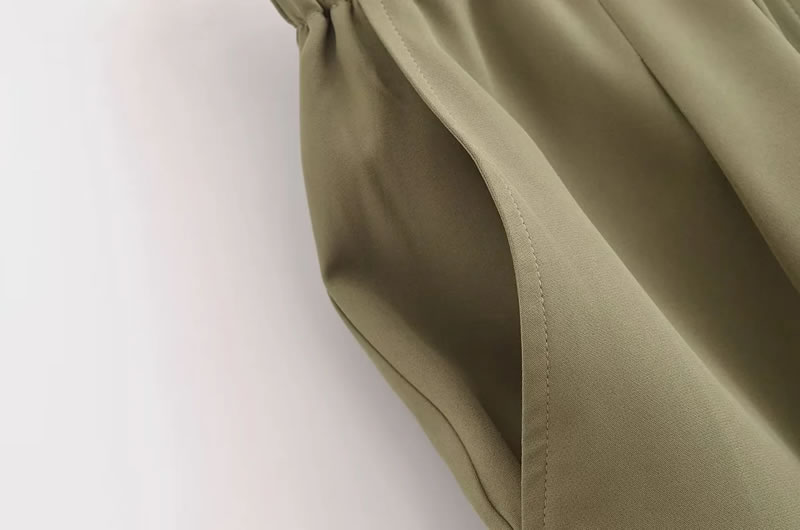 Fashion Armygreen Woven Wide-leg Trousers,Pants