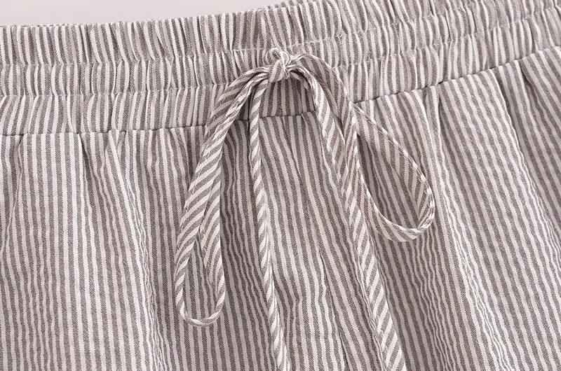 Fashion Grey Woven Lapel Button-down Shirt And Shorts Set,Blouses