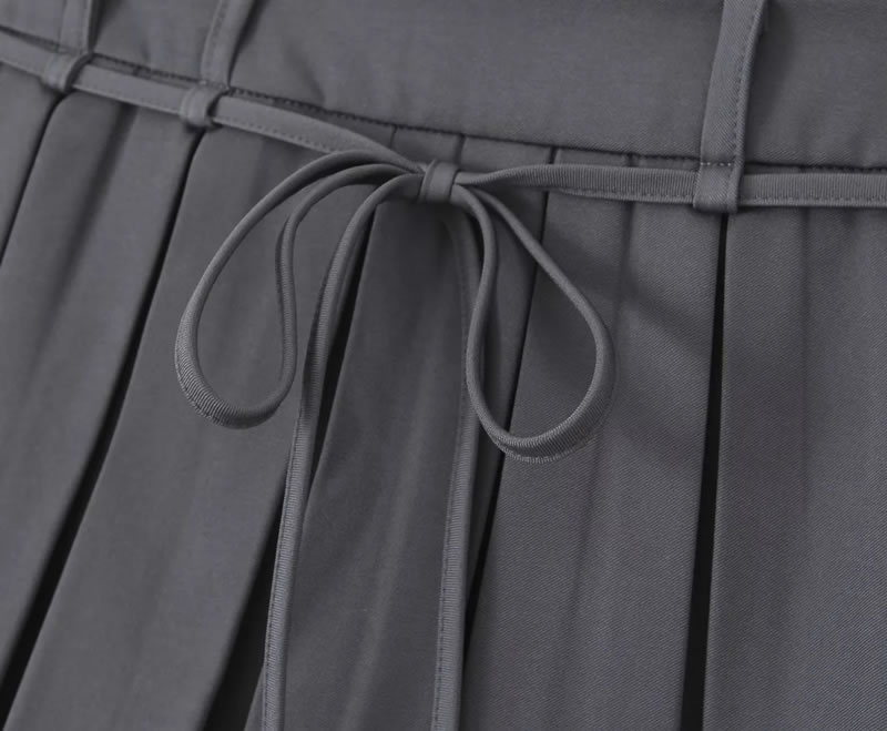 Fashion Grey Polyester Lace-up Pleated Skirt,Skirts