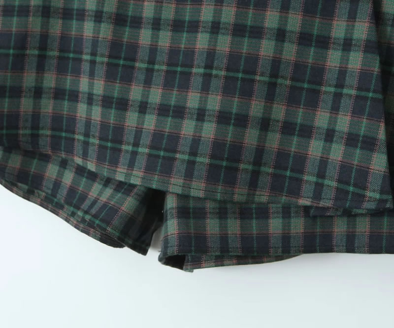 Fashion Green Grid Polyester Plaid Skirt,Skirts