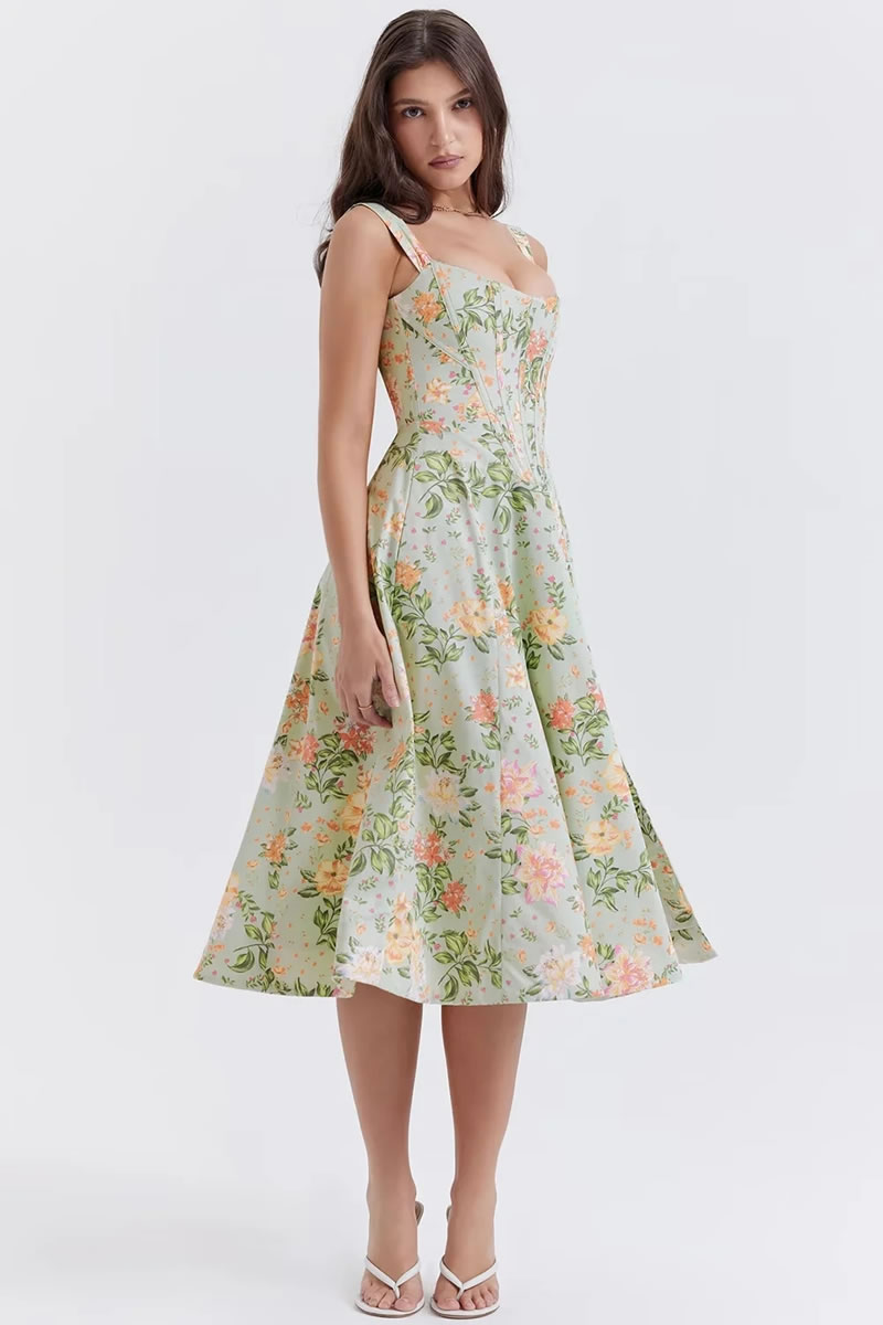 Fashion Color Polyester Printed Long Skirt,Long Dress