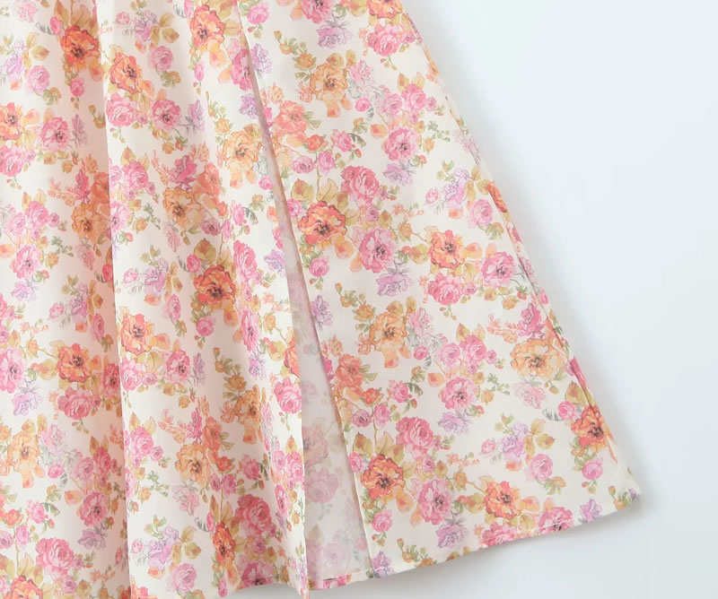 Fashion Pink Polyester Printed Knee-length Skirt,Knee Length