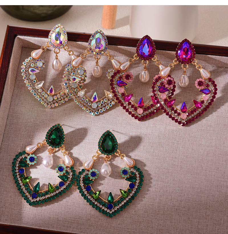 Fashion Ab Color Alloy Diamond Geometric Pearl Pendant Earrings,Stud Earrings