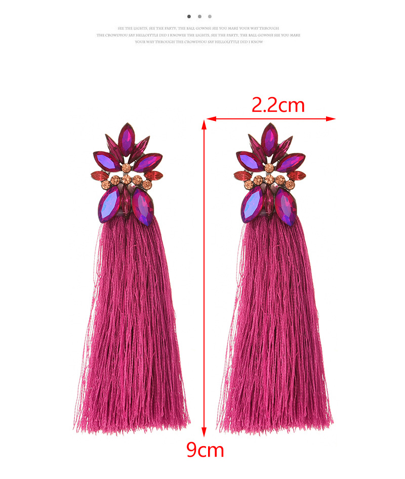 Fashion Orange Pink Alloy Diamond Geometric Pendant Tassel Long Earrings,Drop Earrings