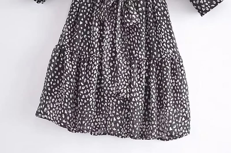 Fashion Black Woven Printed Lace-up Skirt,Mini & Short Dresses