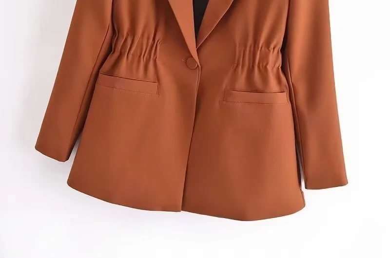 Fashion Brown Woven Lapel Blazer,Suits