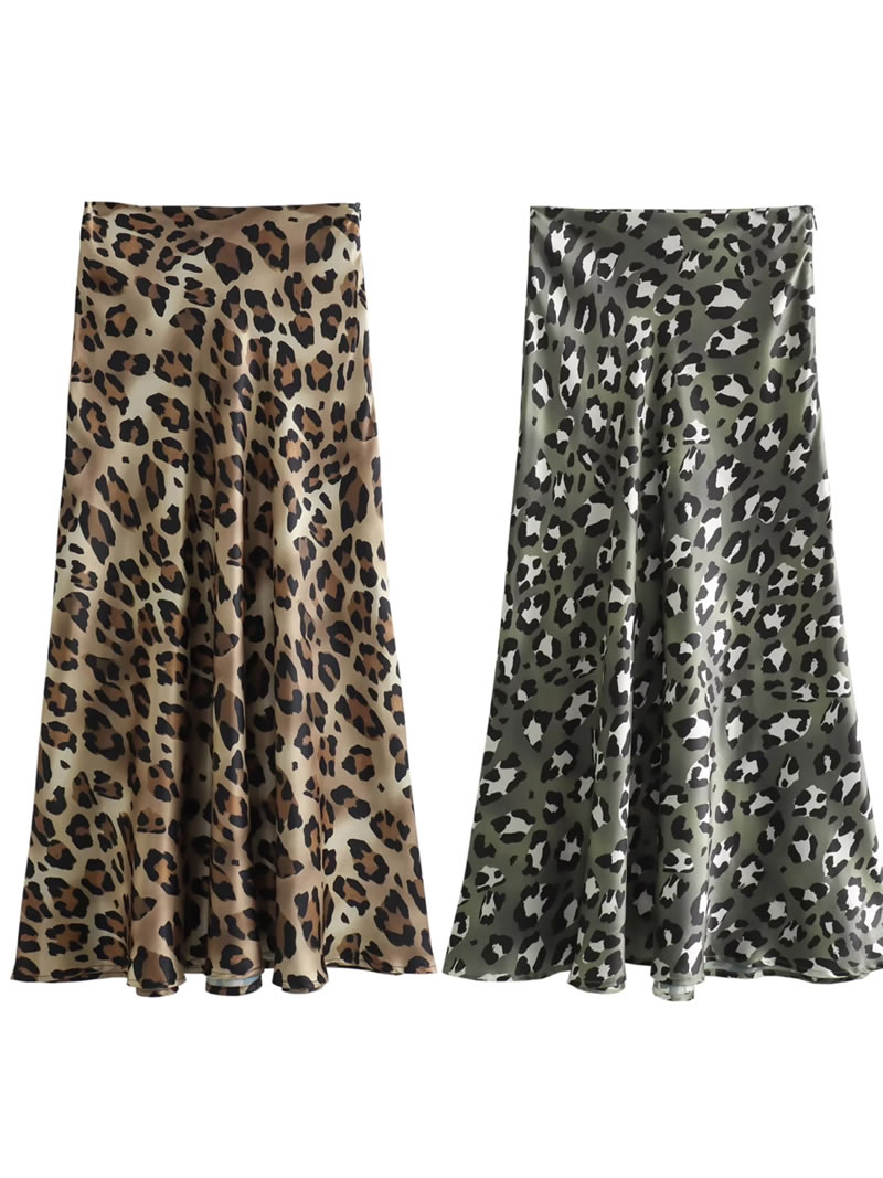 Fashion Multicolor 2 Polyester Leopard Print Skirt,Skirts