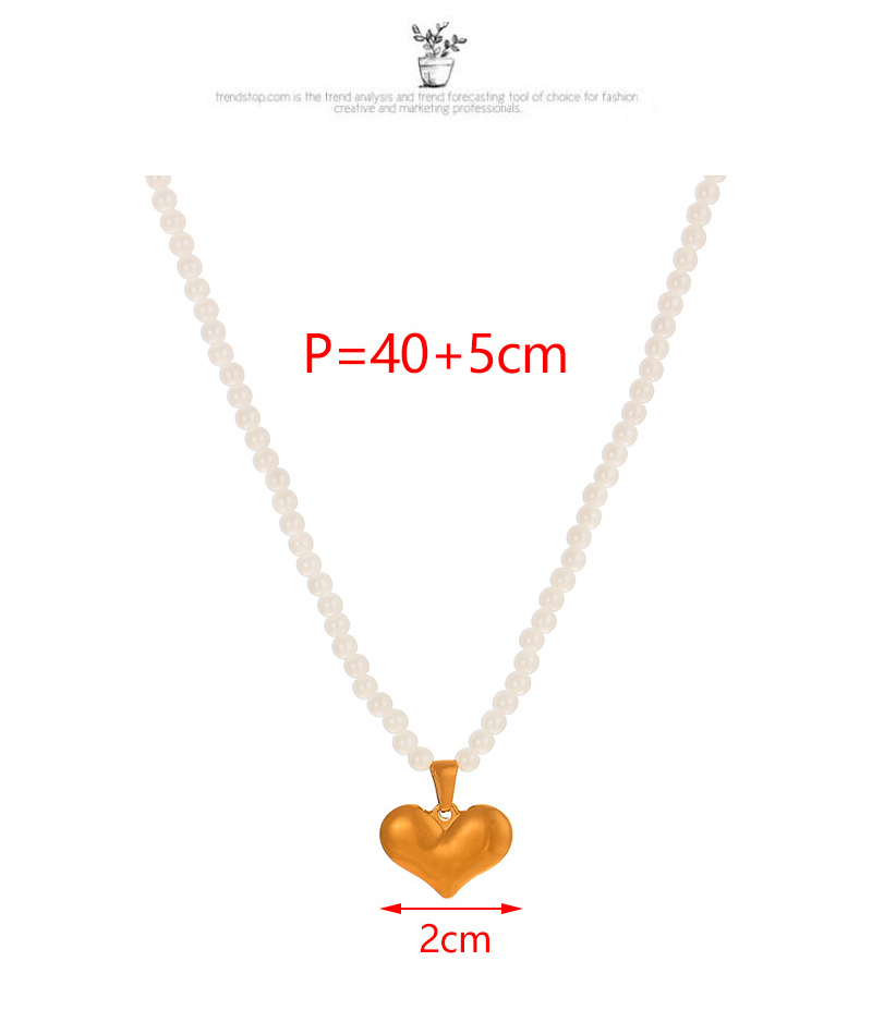 Fashion Golden 1 Titanium Steel Love Pendant Pearl Necklace,Necklaces