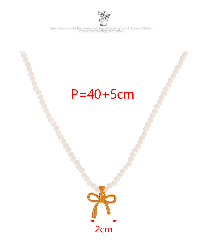 Fashion Silver Titanium Steel Bow Pendant Pearl Necklace,Necklaces