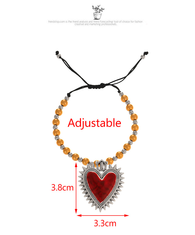 Fashion Silver 1 Titanium Steel Oil Drop Love Pendant Beaded Braided Bracelet,Pulseras