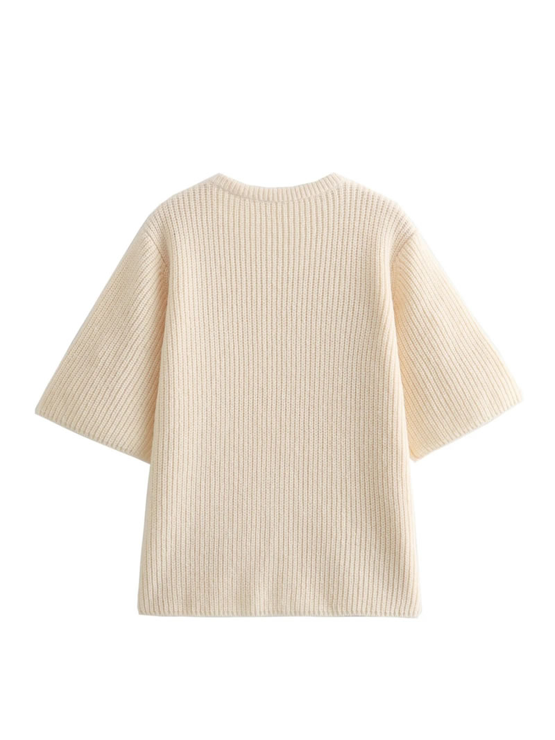 Fashion Off White Cherry Knitted Short Sleeve Sweater,T-shirts