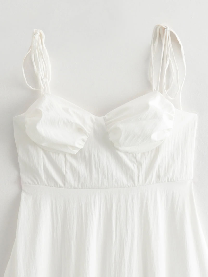 Fashion White Tiered Suspender Maxi Skirt,Long Dress