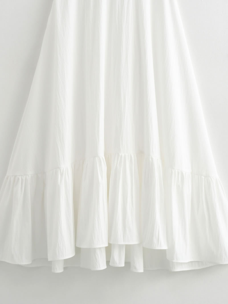 Fashion White Tiered Suspender Maxi Skirt,Long Dress