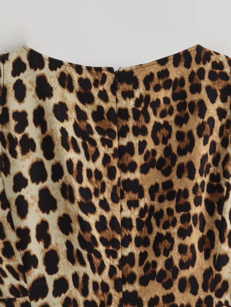 Fashion Print Color Polyester Leopard Print Sleeveless Skirt,Mini & Short Dresses