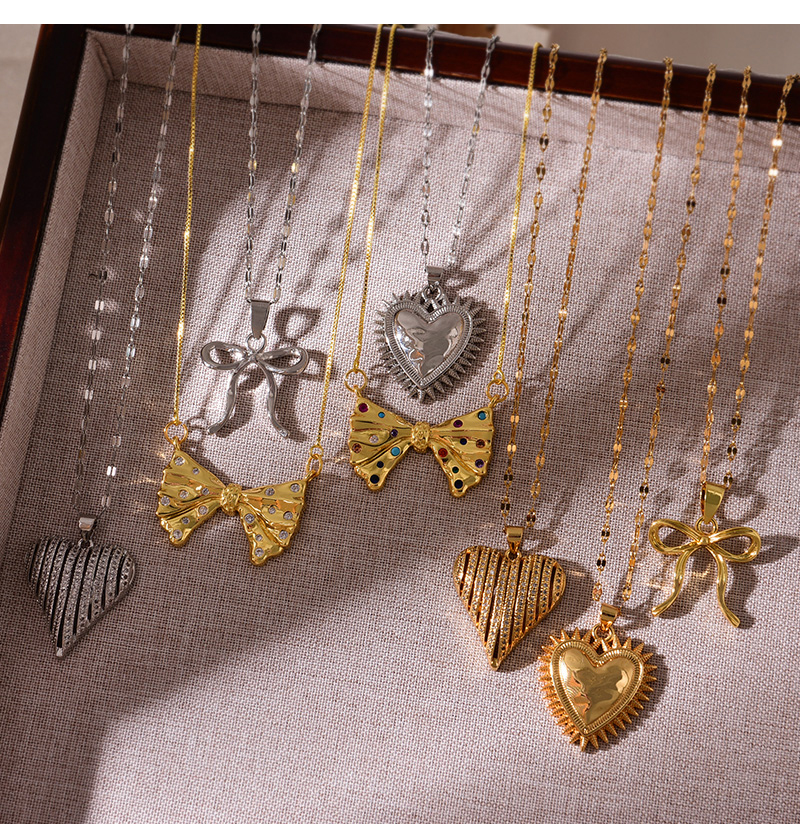 Fashion Golden 7 Titanium Steel Inlaid With Zirconium Love Pendant Necklace,Necklaces