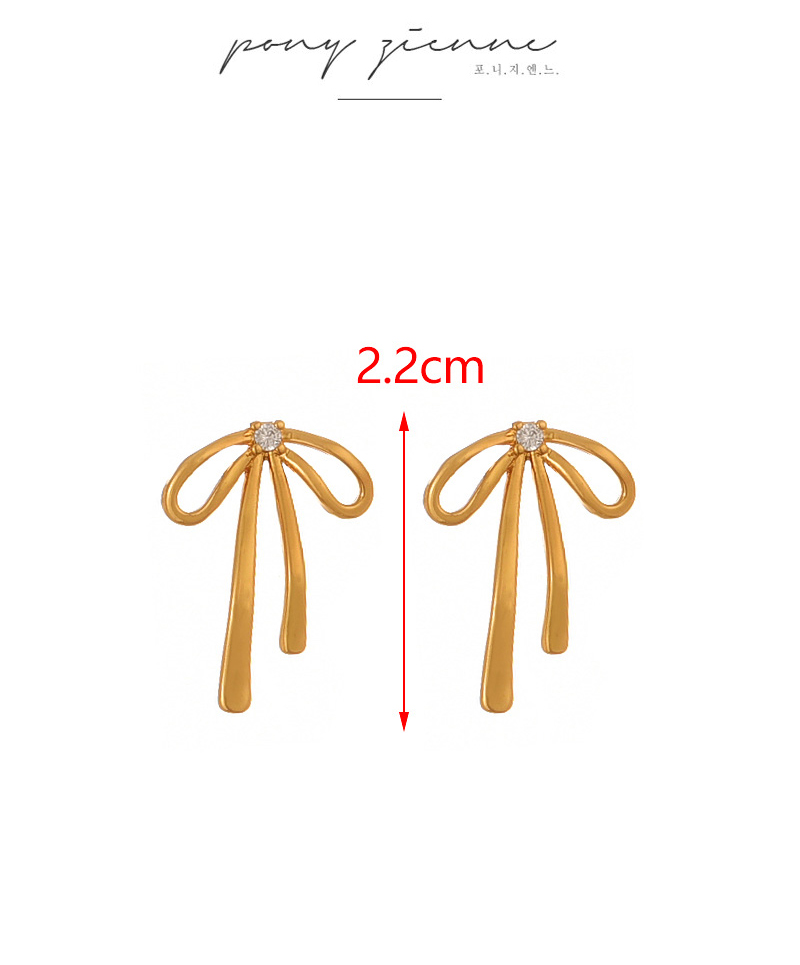 Fashion Gold Copper Inlaid Zircon Bow Earrings,Earrings