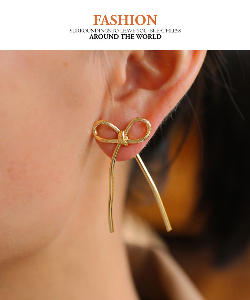 Fashion Silver Copper Bow Earrings,Earrings