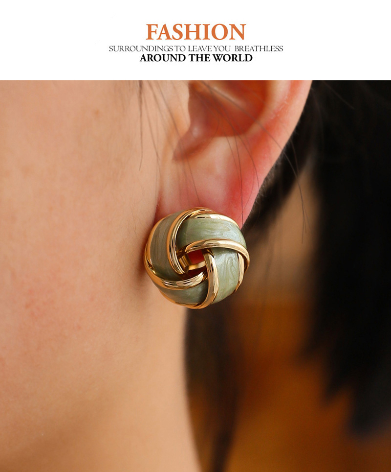 Fashion Black Copper Oil Dripping Twisted Earrings,Earrings