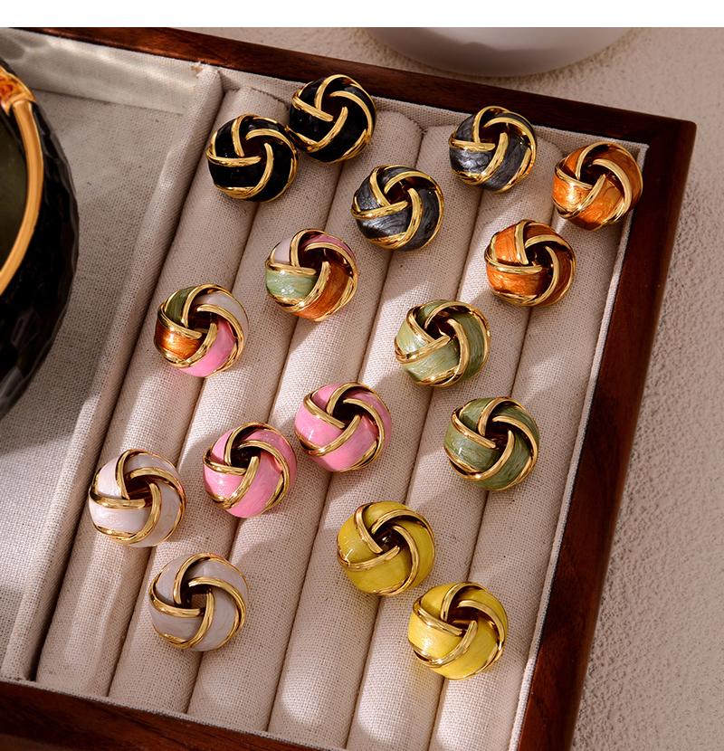 Fashion Black Copper Oil Dripping Twisted Earrings,Earrings