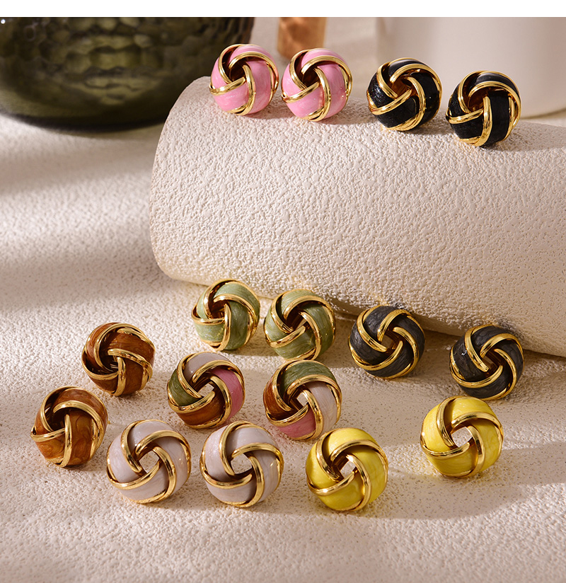 Fashion Color Copper Oil Dripping Twisted Earrings,Earrings