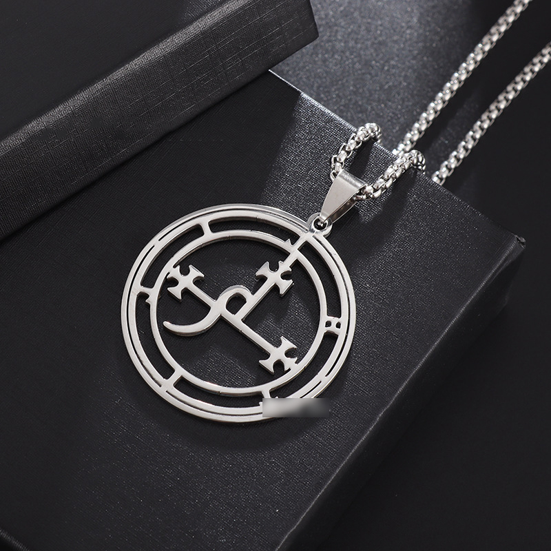 Fashion Solomon Silver Chain Stainless Steel Geometric Round Necklace,Necklaces
