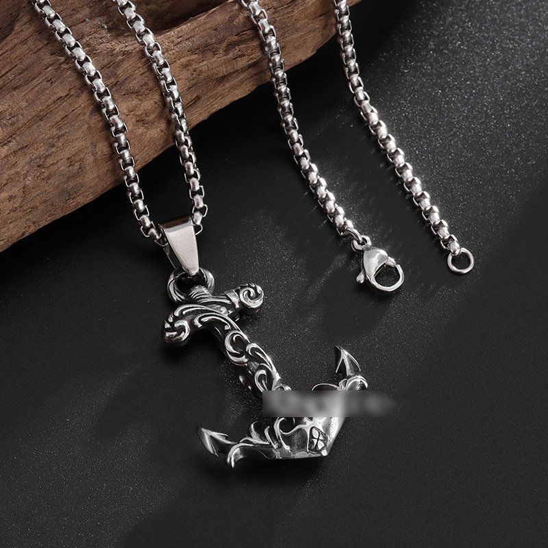 Fashion Anchor Knot Necklace-steel Color Alloy Geometric Anchor Necklace,Pendants