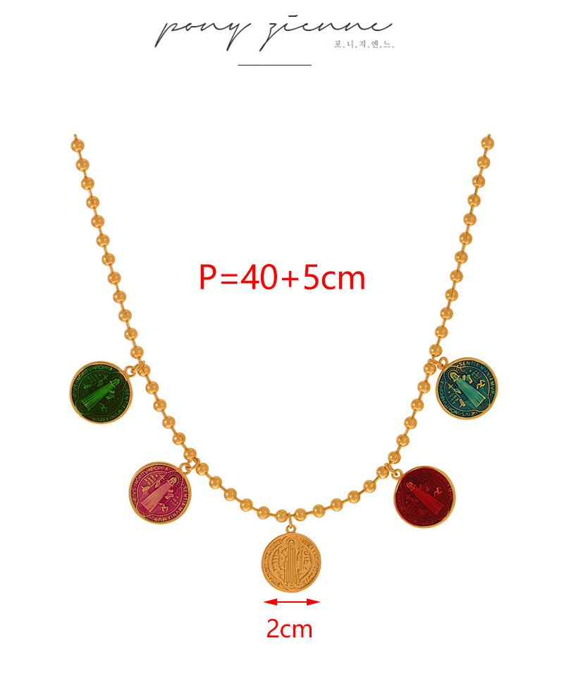 Fashion Golden 1 Copper Dripping Oil Round Double-sided Portrait Pendant Bead Necklace (3mm),Bracelets