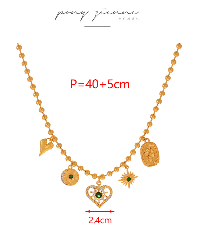 Fashion Golden 2 Copper Love Pendant Bead Necklace (3mm),Necklaces